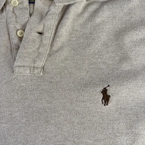 Polo Ralph Lauren Mens Short Sleeve Polo Shirt Tan Oatmeal Large - Picture 2 of 5